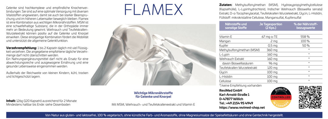 Flamex (126g / 120Kapseln) (ReviMed GmbH) - Supplements | StakonMed